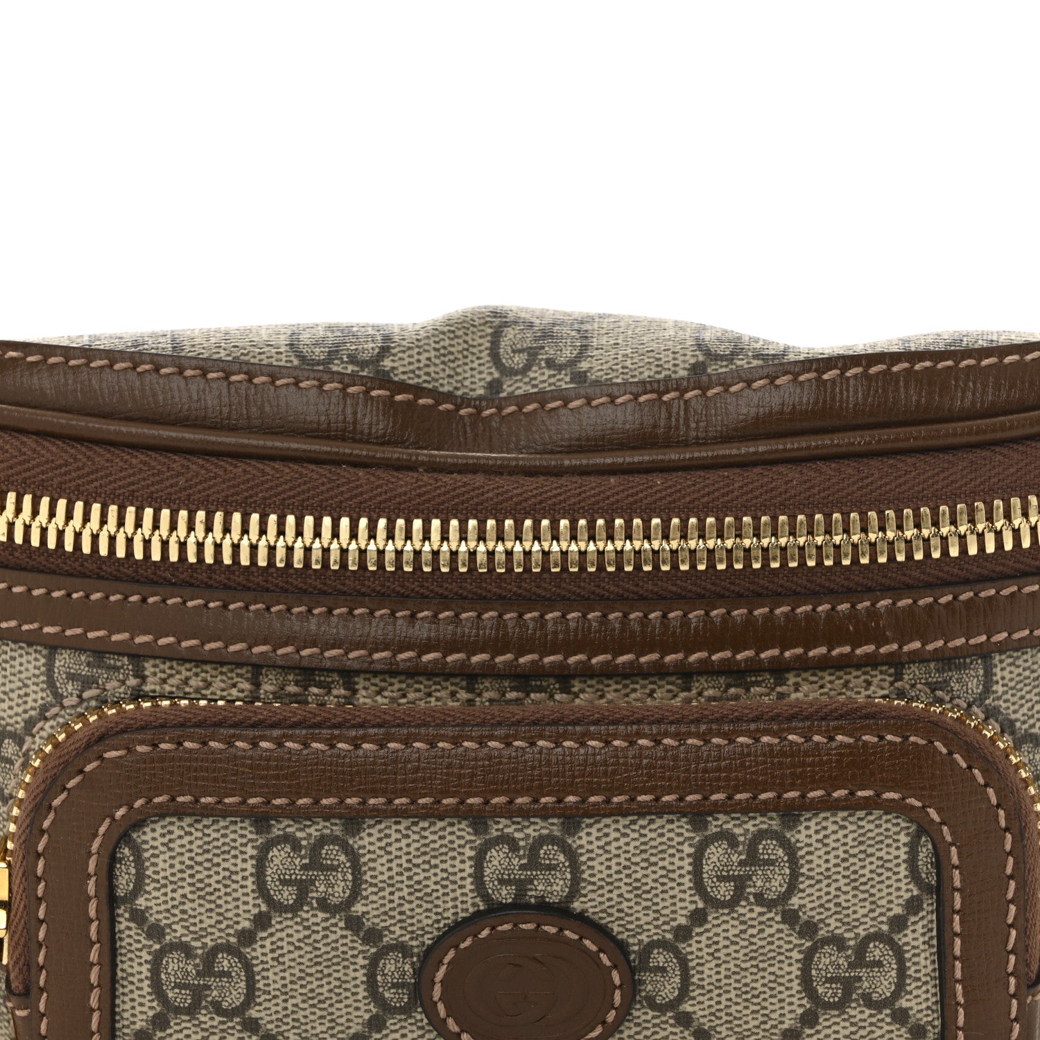 Gucci GG Supreme Monogram Textured Calfskin Retro Interlocking G Belt Bag Beige Ebony Brown Sugar 8 of 10