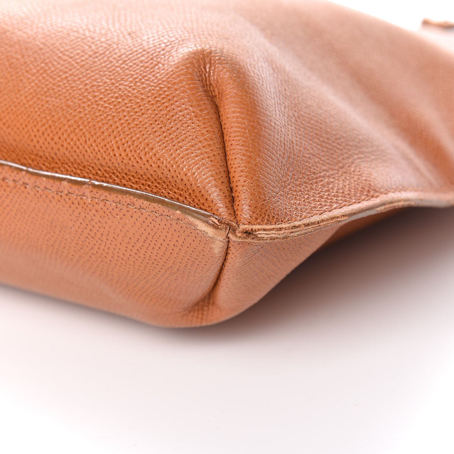 Grained Calfskin Logo Tote Brown