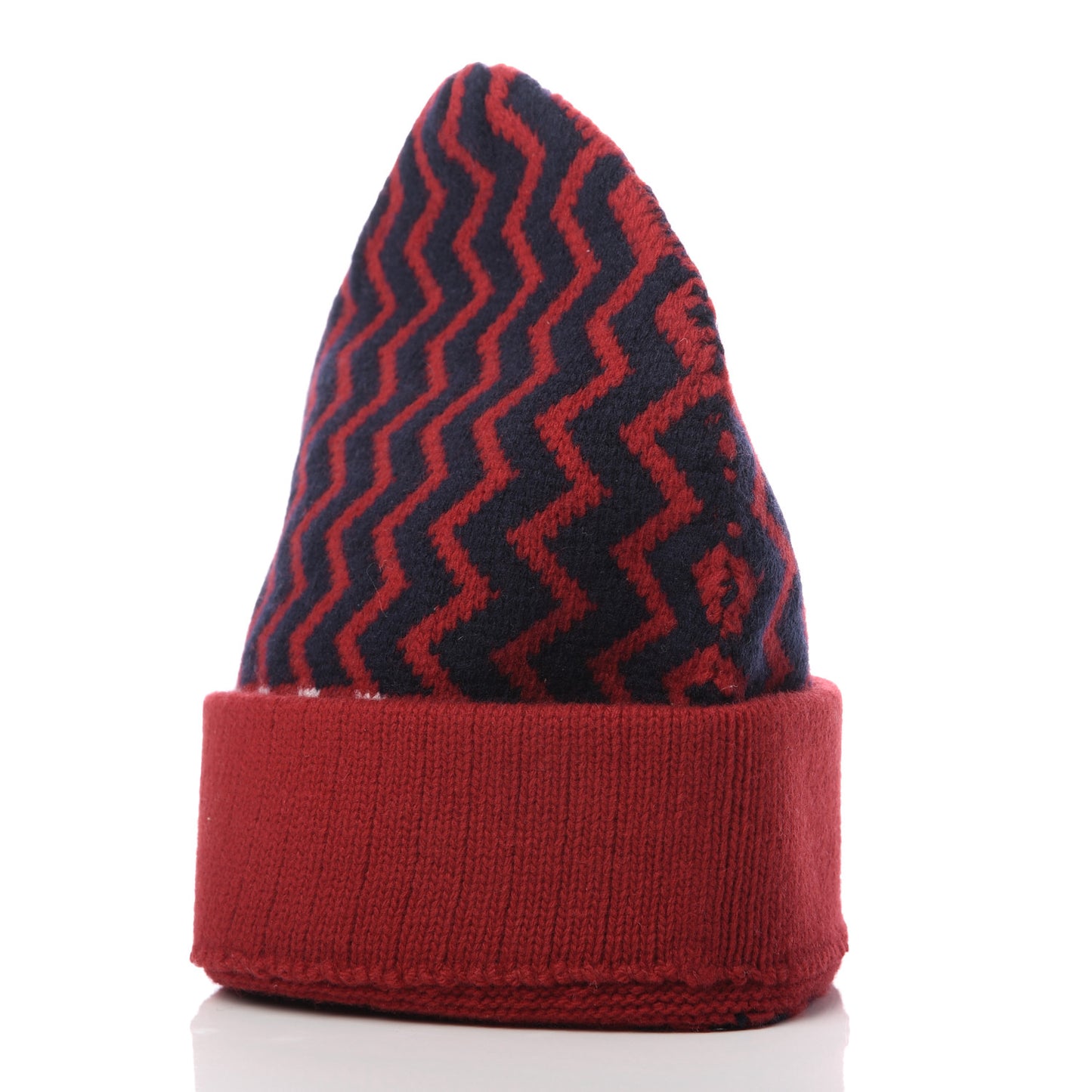 Wool Tricot Zaggede Beanie Hat M Red Blue