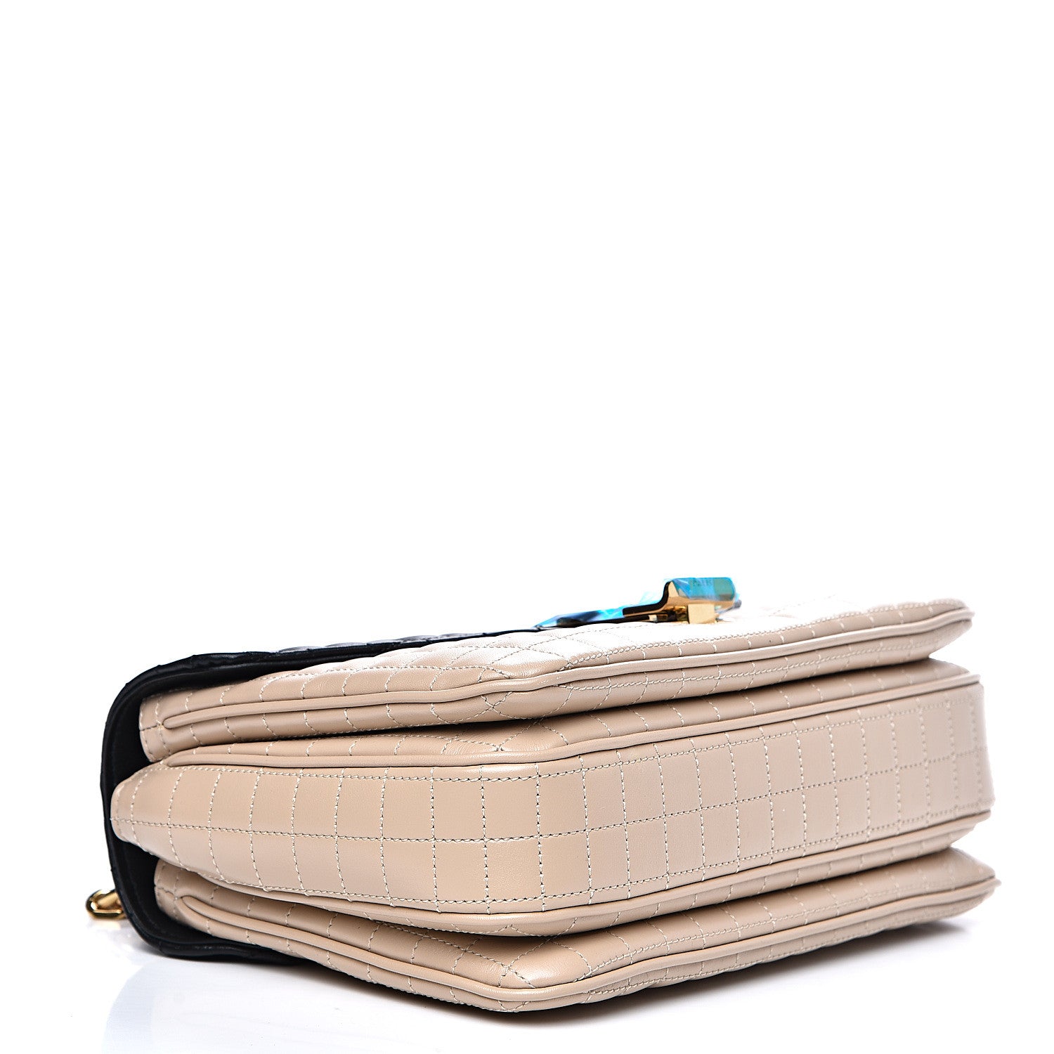 Celine Calfskin Quilted Medium C Bag Black Beige 3 of 9