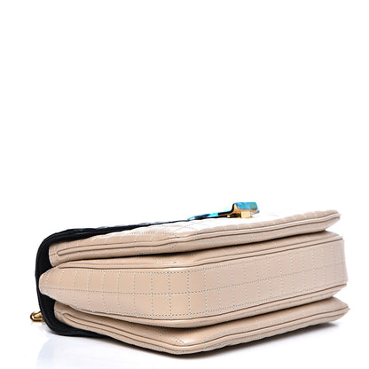 Celine Calfskin Quilted Medium C Bag Black Beige 3 of 9