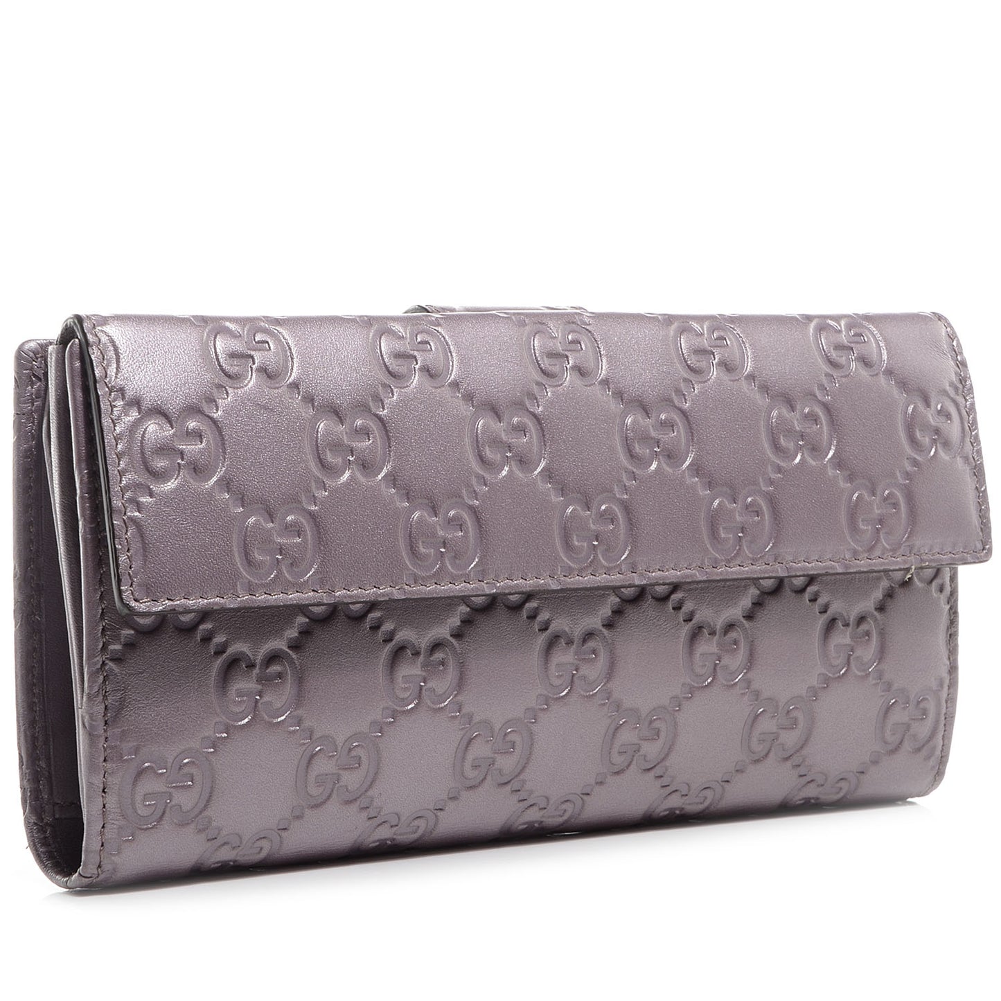 Metallic Soft Guccissima Heart Continental Wallet Lilac