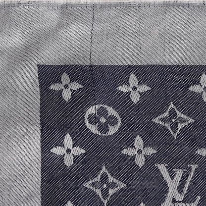 Louis Vuitton Silk Wool Monogram Denim Shawl Blue 4 of 6