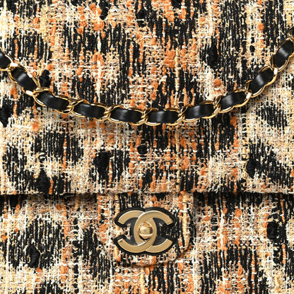 Chanel Tweed Mixed Fibers Leopard Print Souplissimo Maxi Flap Brown Black White 8 of 11