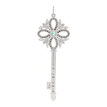 Tiffany Platinum Diamond Emerald Victoria Key Pendant 3 of 5