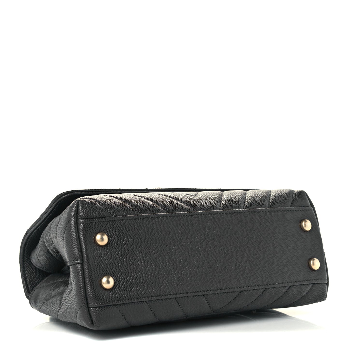 Caviar Chevron Quilted Mini Coco Handle Flap Dark Grey