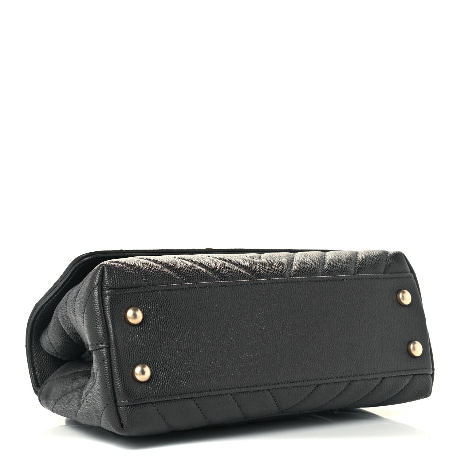 Chanel Caviar Chevron Quilted Mini Coco Handle Flap Dark Grey 4 of 12