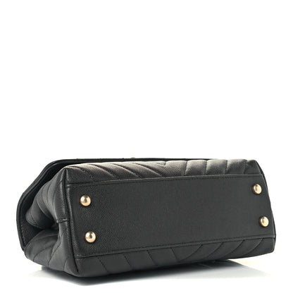 Chanel Caviar Chevron Quilted Mini Coco Handle Flap Dark Grey 4 of 12