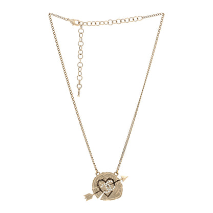 Chanel Crystal Heart Arrow Short Necklace Gold 2 of 3