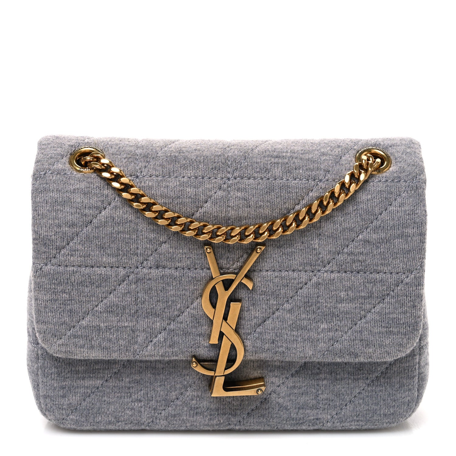 Saint Laurent Jersey Wool Patchwork Monogram Mini Jamie Baguette Grigio 1 of 11