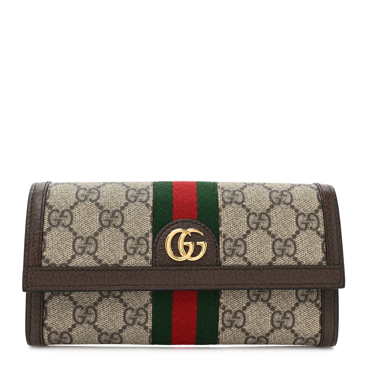 Gucci GG Supreme Monogram Web Ophidia Continental Wallet Brown 1 of 13