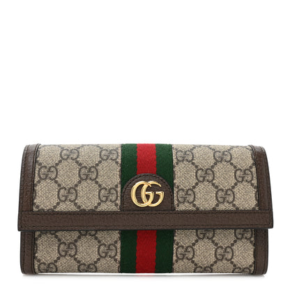 Gucci GG Supreme Monogram Web Ophidia Continental Wallet Brown 1 of 13