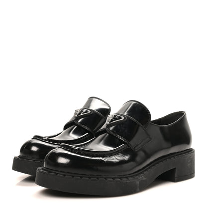 Prada Spazzolato Metal Triangle Logo 50mm Loafers 40 Black 4 of 9
