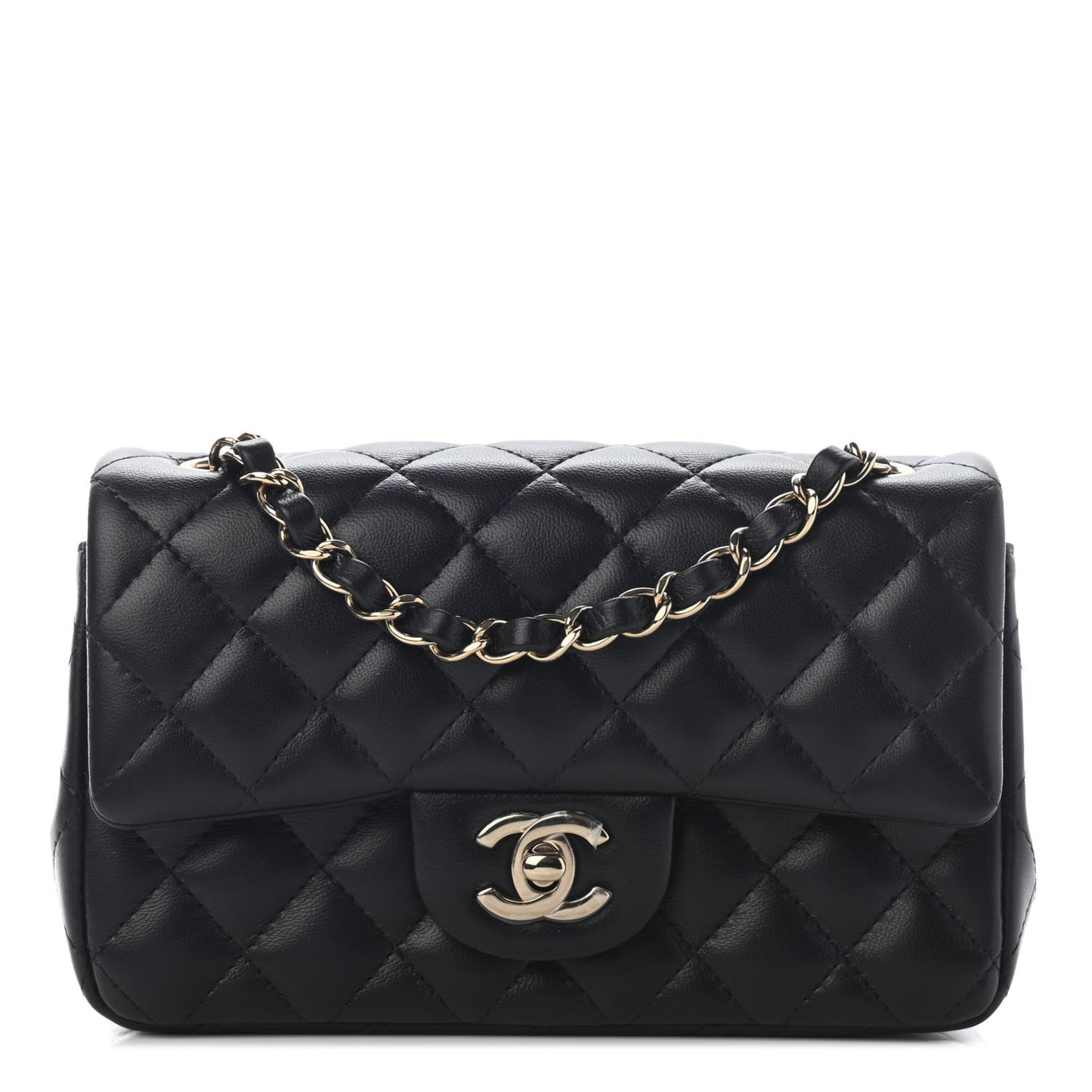 Lambskin Quilted Mini Rectangular Flap Black
