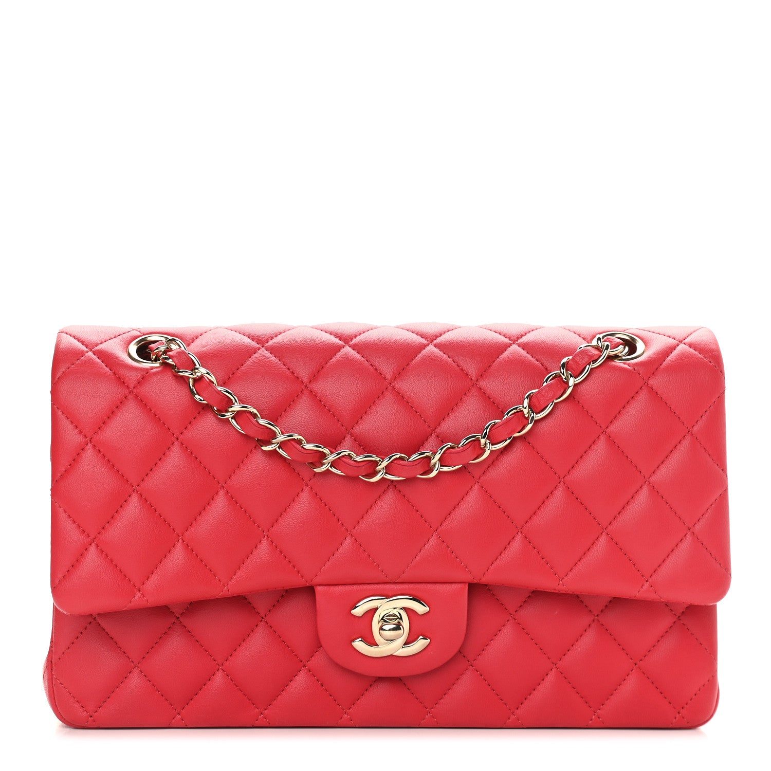 Chanel Lambskin Quilted Medium Double Flap Dark Pink 1 of 10