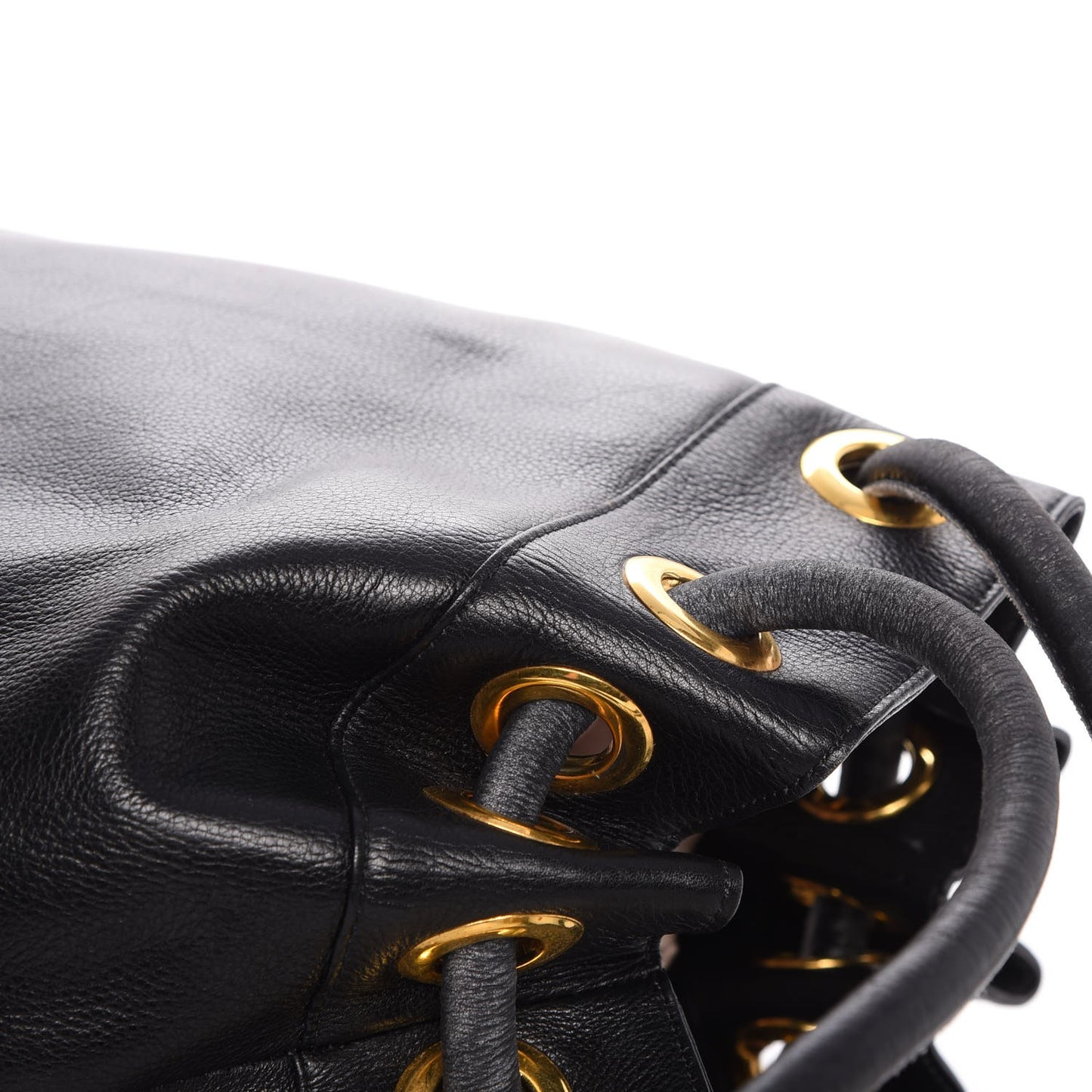 Calfskin Drawstring Bag Black