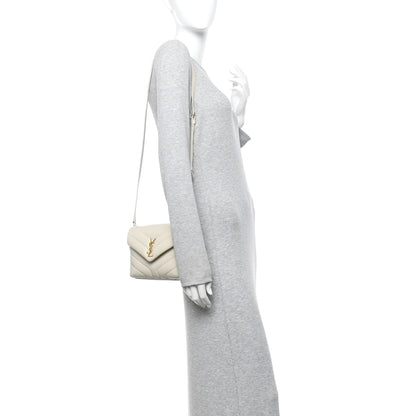 Saint Laurent Calfskin Y Quilted Monogram Toy Loulou Crossbody Bag Crema Soft 2 of 12