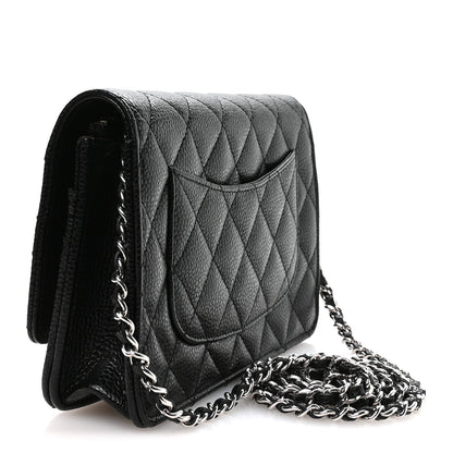 Chanel Lambskin Quilted Wallet On Chain WOC Black 3 of 12