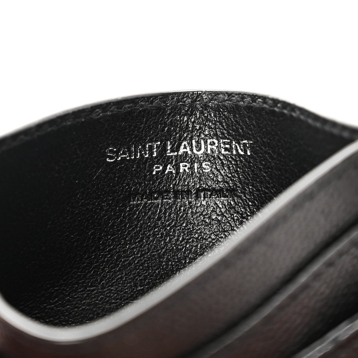Saint Laurent Grain De Poudre Matelasse Chevron Monogram Credit Card Case Black 6 of 8