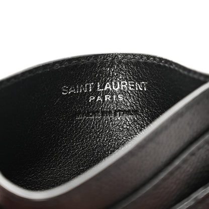 Saint Laurent Grain De Poudre Matelasse Chevron Monogram Credit Card Case Black 6 of 8