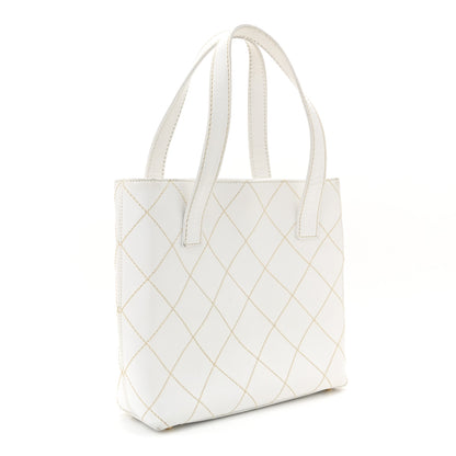 Chanel Calfskin Wild Stitch Tote White 2 of 13