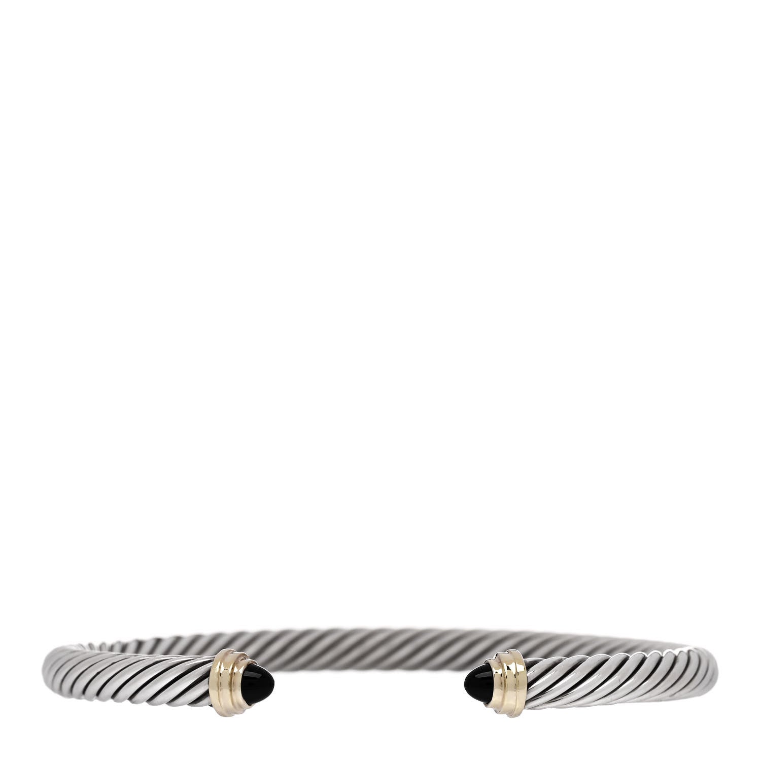 David Yurman Sterling Silver 14K Yellow Gold Black Onyx 5mm Cable Classics Petite Color Bracelet 1 of 3