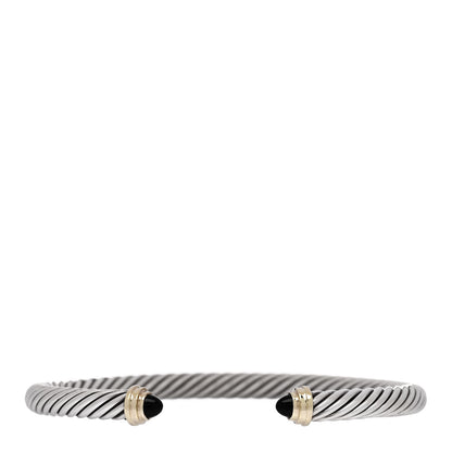 David Yurman Sterling Silver 14K Yellow Gold Black Onyx 5mm Cable Classics Petite Color Bracelet 1 of 3
