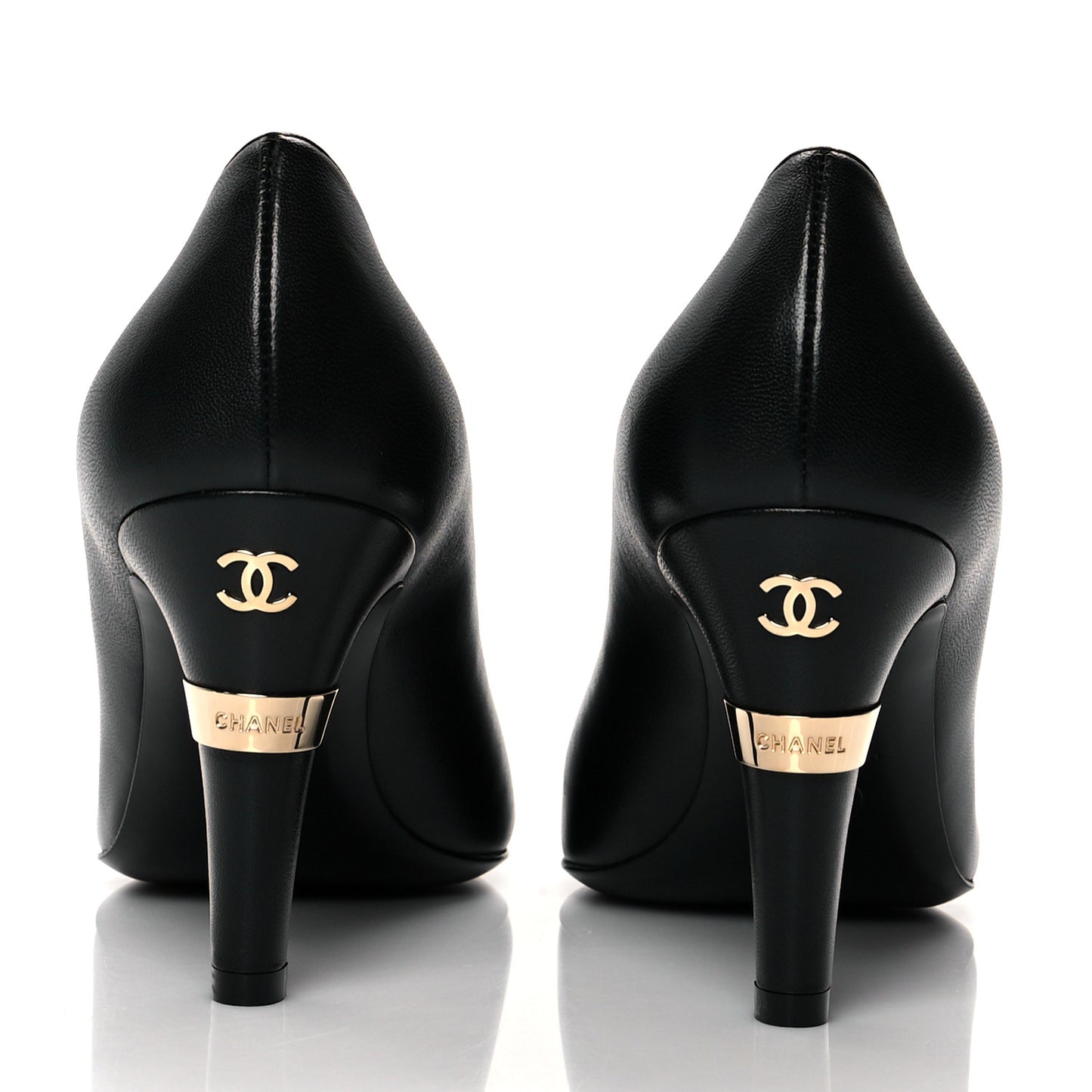 Lambskin Patent Cap Toe Pearl Pumps 39.5 Black