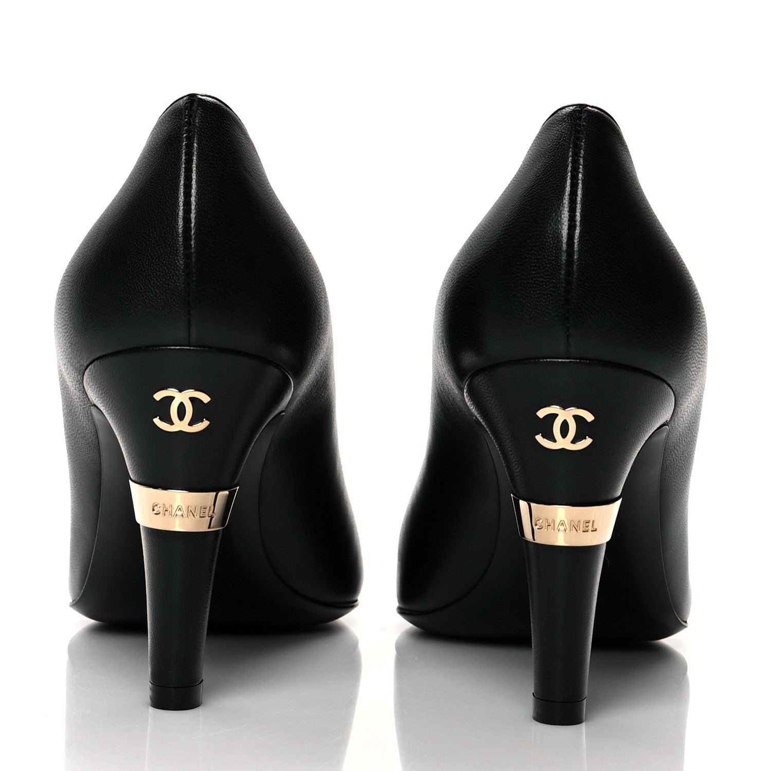 Chanel Lambskin Patent Cap Toe Pearl Pumps 39.5 Black 5 of 9