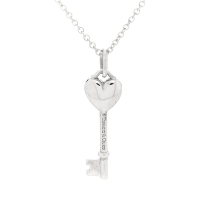 Tiffany Sterling Silver Enamel Heart Key Pendant Necklace Blue 4 of 6