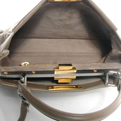 Fendi Vitello Suede Medium Peekaboo Iconic Satchel Nocciola Black 6 of 11