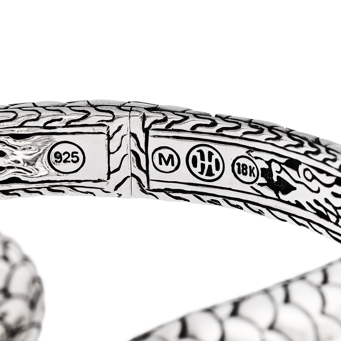 JOHN HARDY Sterling Silver 18K Yellow Gold Naga Dragon Kick Cuff Bracelet