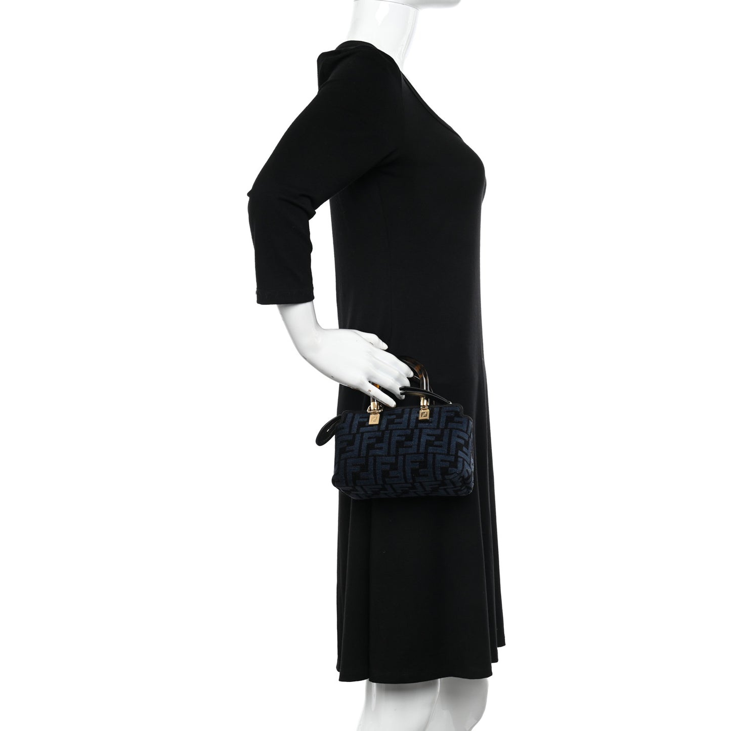 Chenille Vitello King Plexiglass FF Mini By The Way Top Handle Boston Bag Blue Black