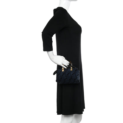 Fendi Chenille Vitello King Plexiglass FF Mini By The Way Top Handle Boston Bag Blue Black 2 of 10