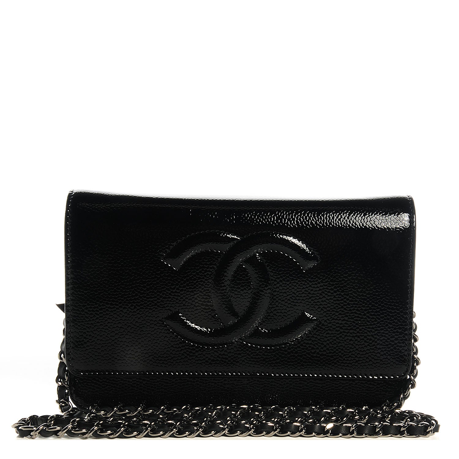 Chanel Patent Caviar Timeless CC Wallet on Chain WOC Black 1 of 9