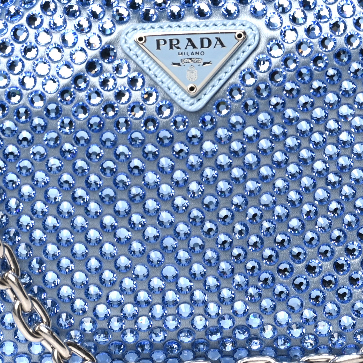 Prada Satin Crystal Re-Edition 2005 Shoulder Bag Celeste 9 of 13