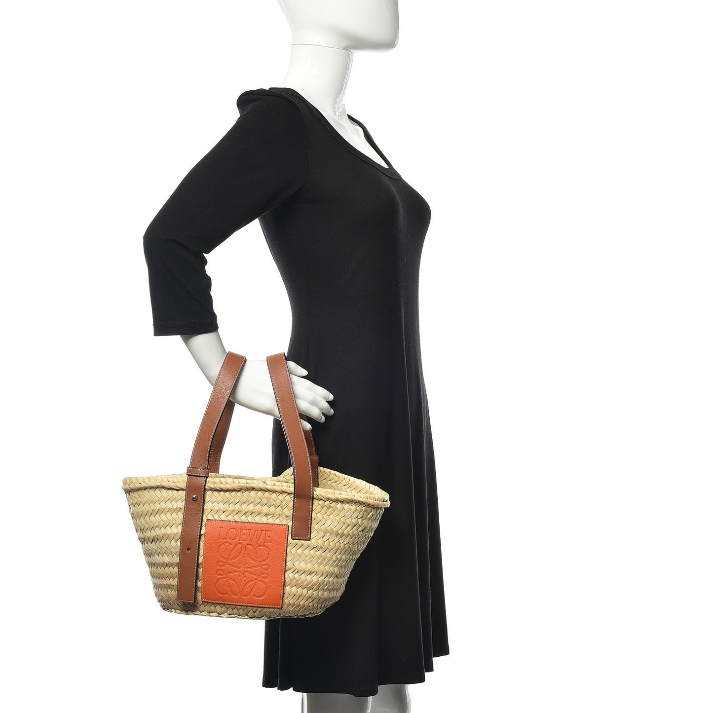 Raffia Small Basket Tote Bag Natural Orange