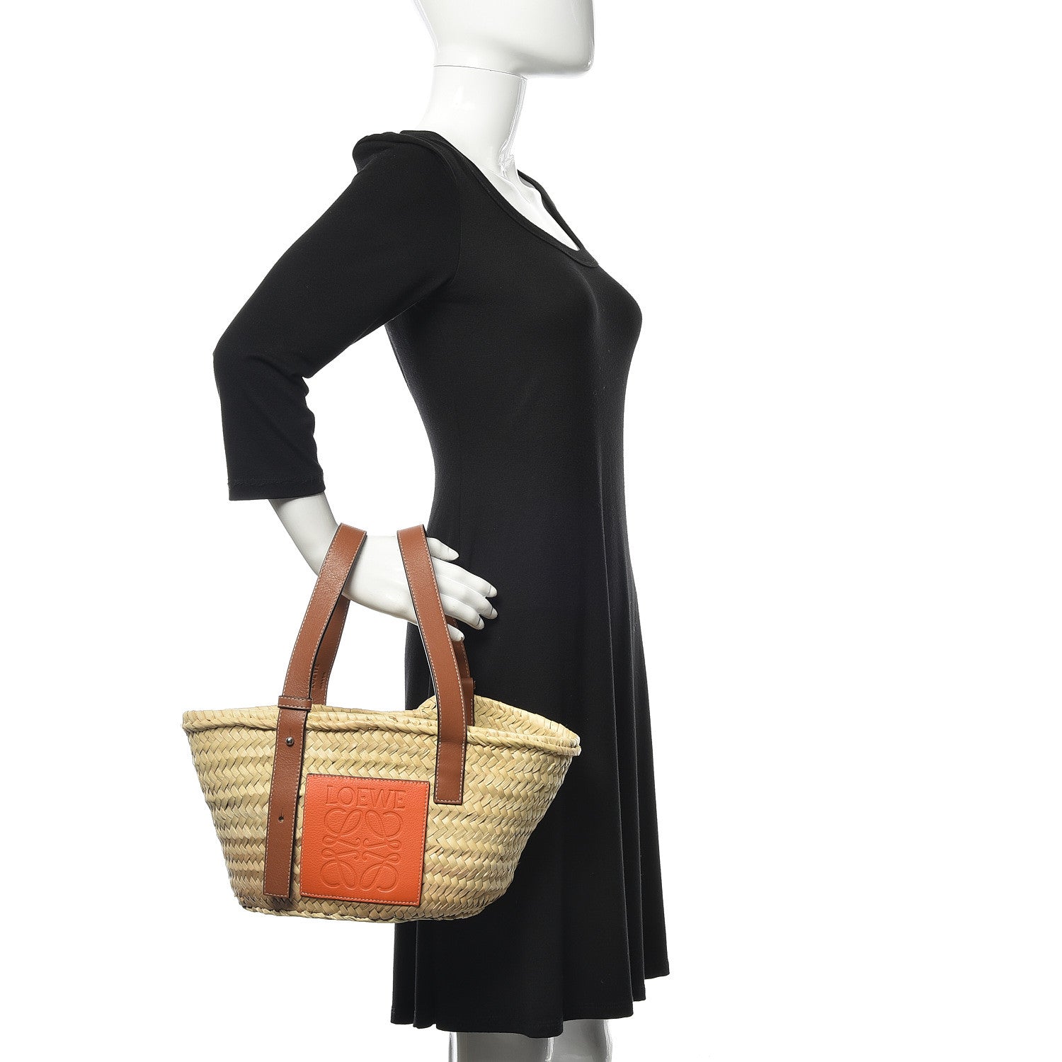 Loewe Raffia Small Basket Tote Bag Natural Orange 2 of 11