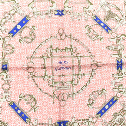 Hermes Cashmere Silk Mors Et Gourmettes Remix Scarf Orange Saumon Bleu Vif 2 of 3