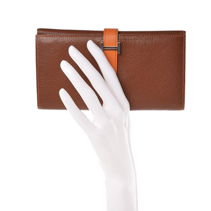Hermes Chevre Mysore Bi Color Bearn Wallet Gold Orange 2 of 10