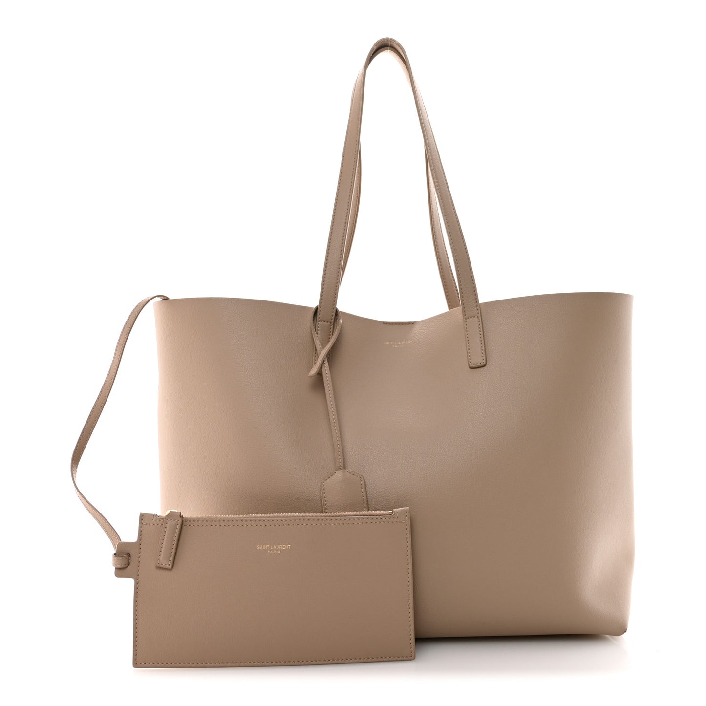 Calfskin Large Shopping Tote Dark Beige