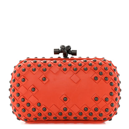 Bottega Veneta Waxy Nappa Intrecciato Knot Studded Clutch Orange 1 of 6