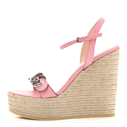 Gucci Lifford Calfskin Aitana Espadrille Platform 45/130mm Wedge Sandals 39.5 Wild Rose 1 of 12