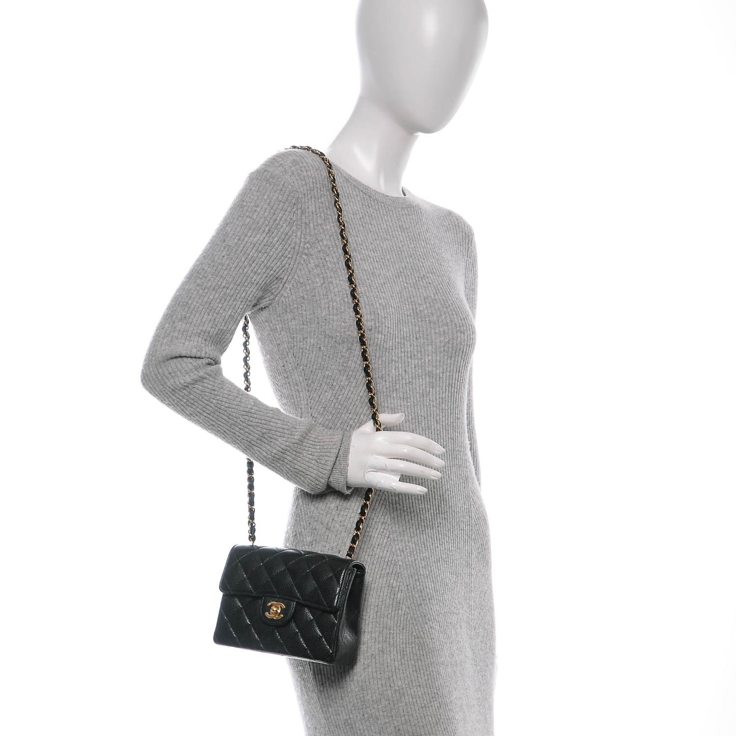 Caviar Quilted Mini Square Flap Black