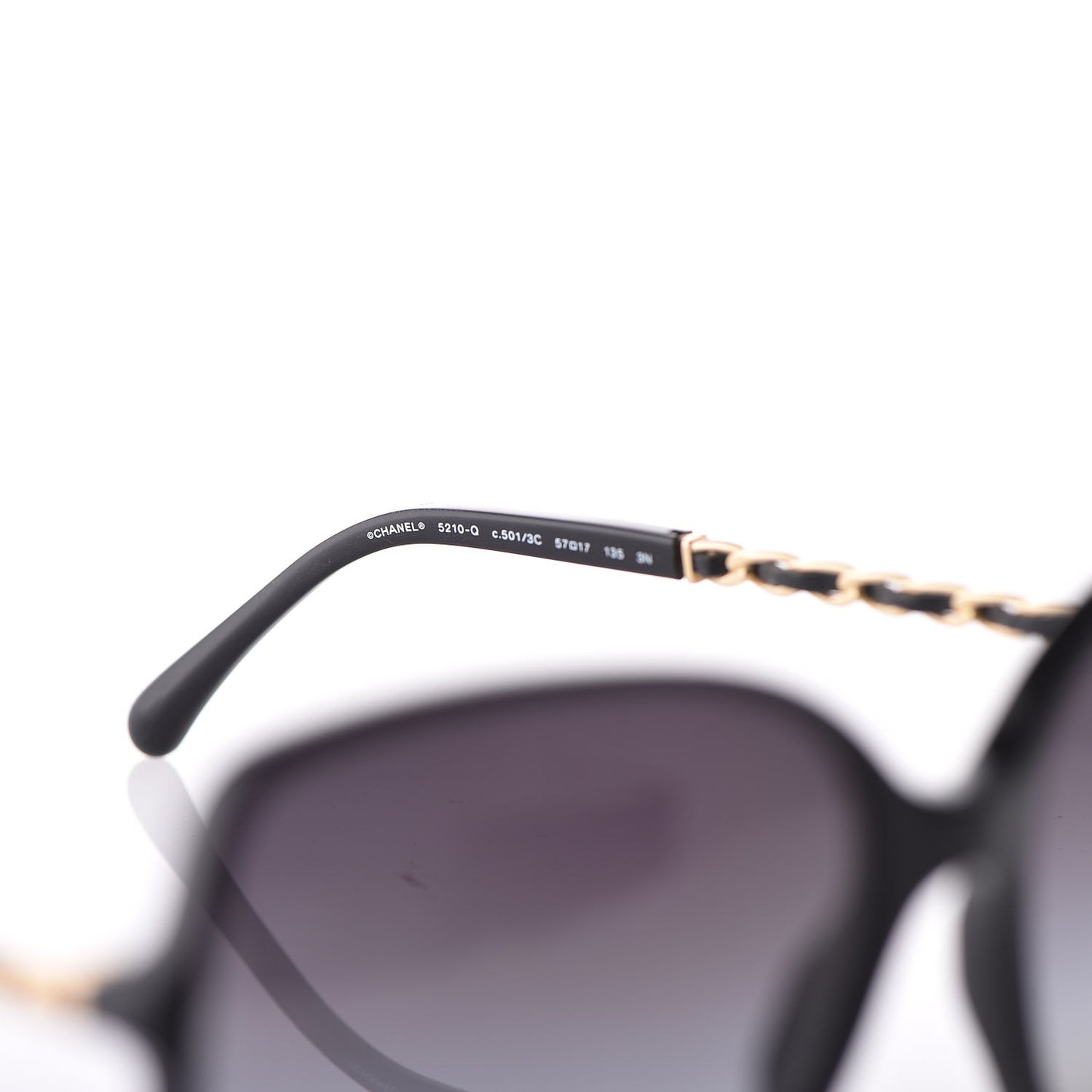 Lambskin Square Chain Sunglasses 5210-Q Black