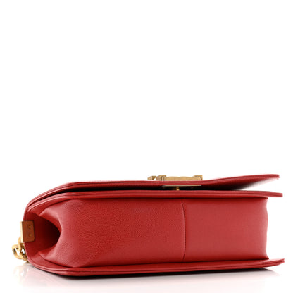 Chanel Caviar Chevron Quilted Medium Boy Flap Red 4 of 12