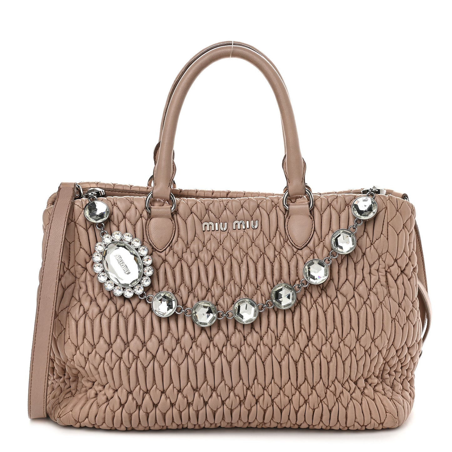 Nappa Matelasse Swarovski Crystal Tote Cammeo