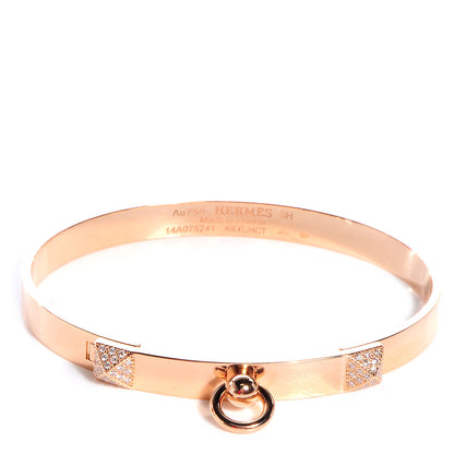 Hermes 18K Rose Gold Diamond PM Collier De Chien Bracelet SH 1 of 5