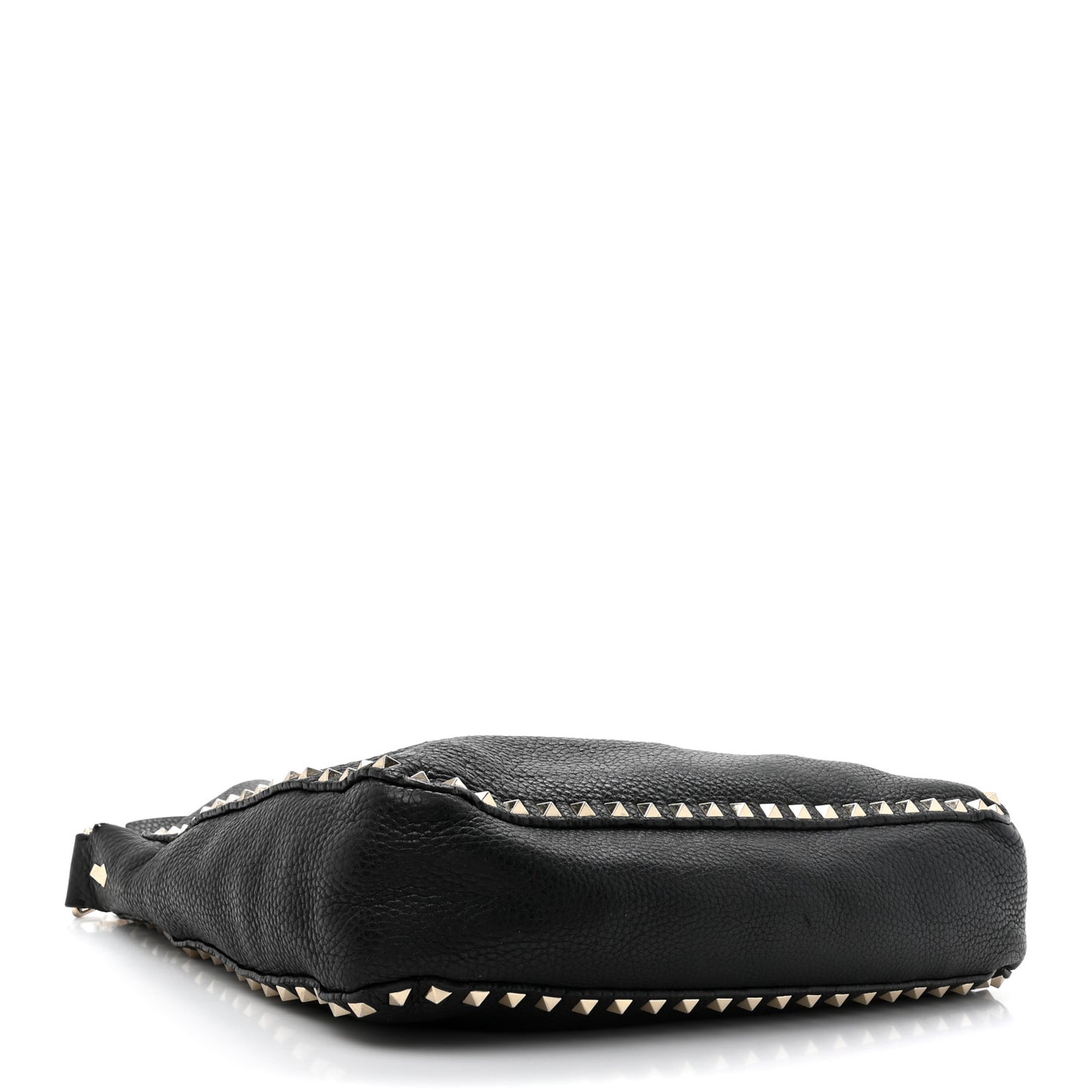 Pebbled Calfskin Small Rockstud Flip-Lock Messenger Bag Black