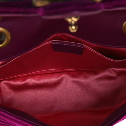 Gucci Velvet Matelasse Mini GG Marmont Shoulder Bag Fuchsia Violet Cyclamen 5 of 12